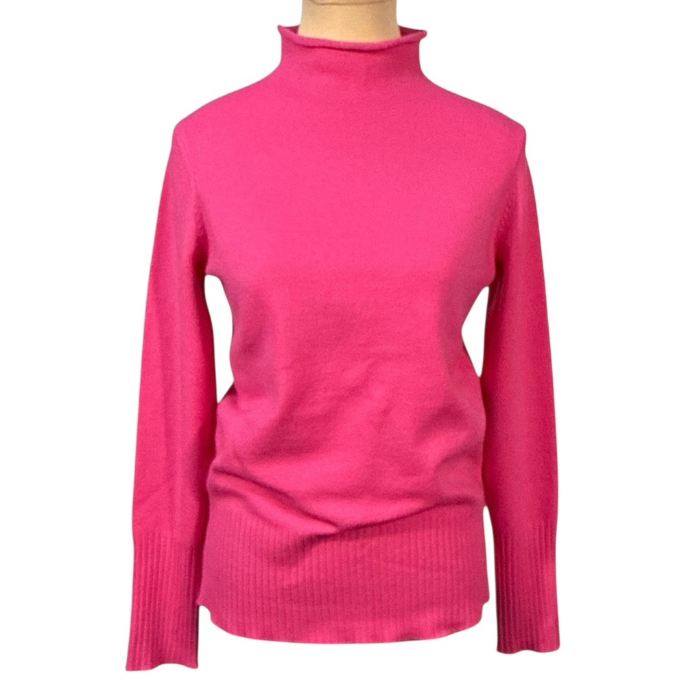 French Connection Women’s Vibrant Pink Turtleneck Sweater Size M Soft Knit EUC